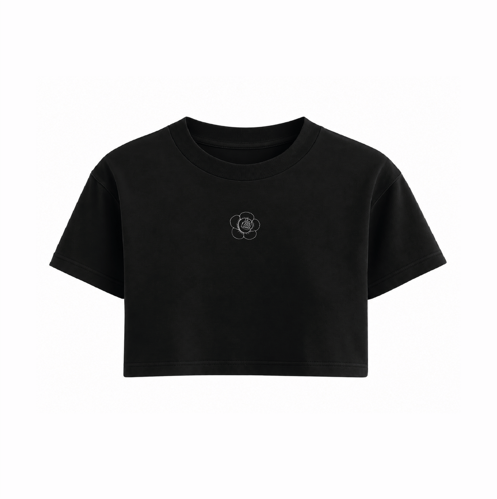 Camiseta Negra Corta Red Camellia - CM