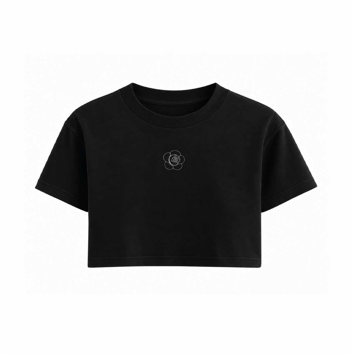 Camiseta Negra Corta Red Camellia - CM