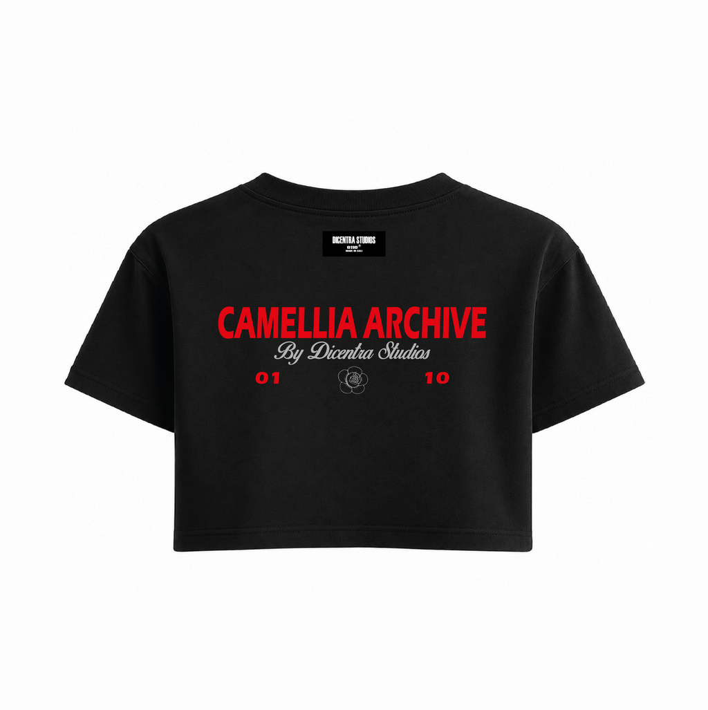 Camiseta Negra Corta Red Camellia - CM