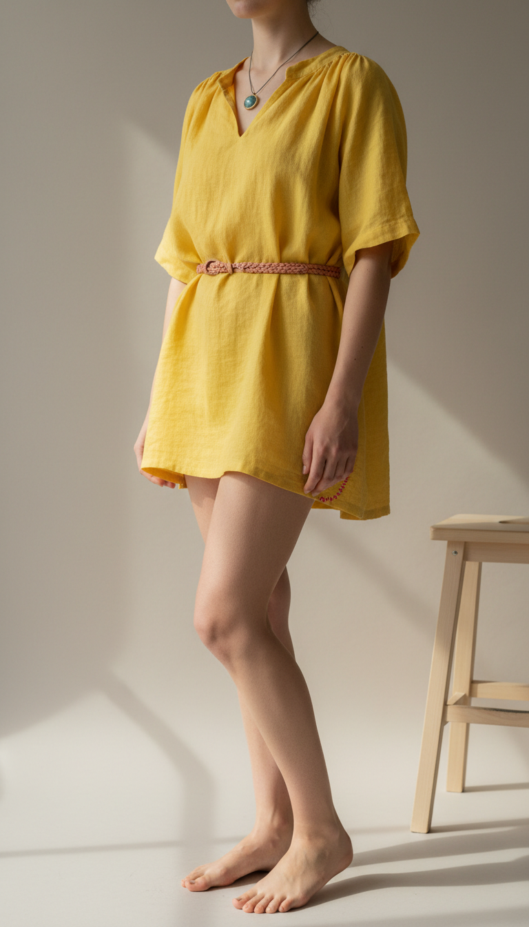 Blusa de lino amarillo soleado